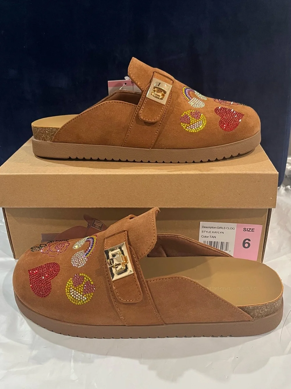 Steve Madden Girls Kaylyn Rhinestone Clogs Tan Size 6 New in Box